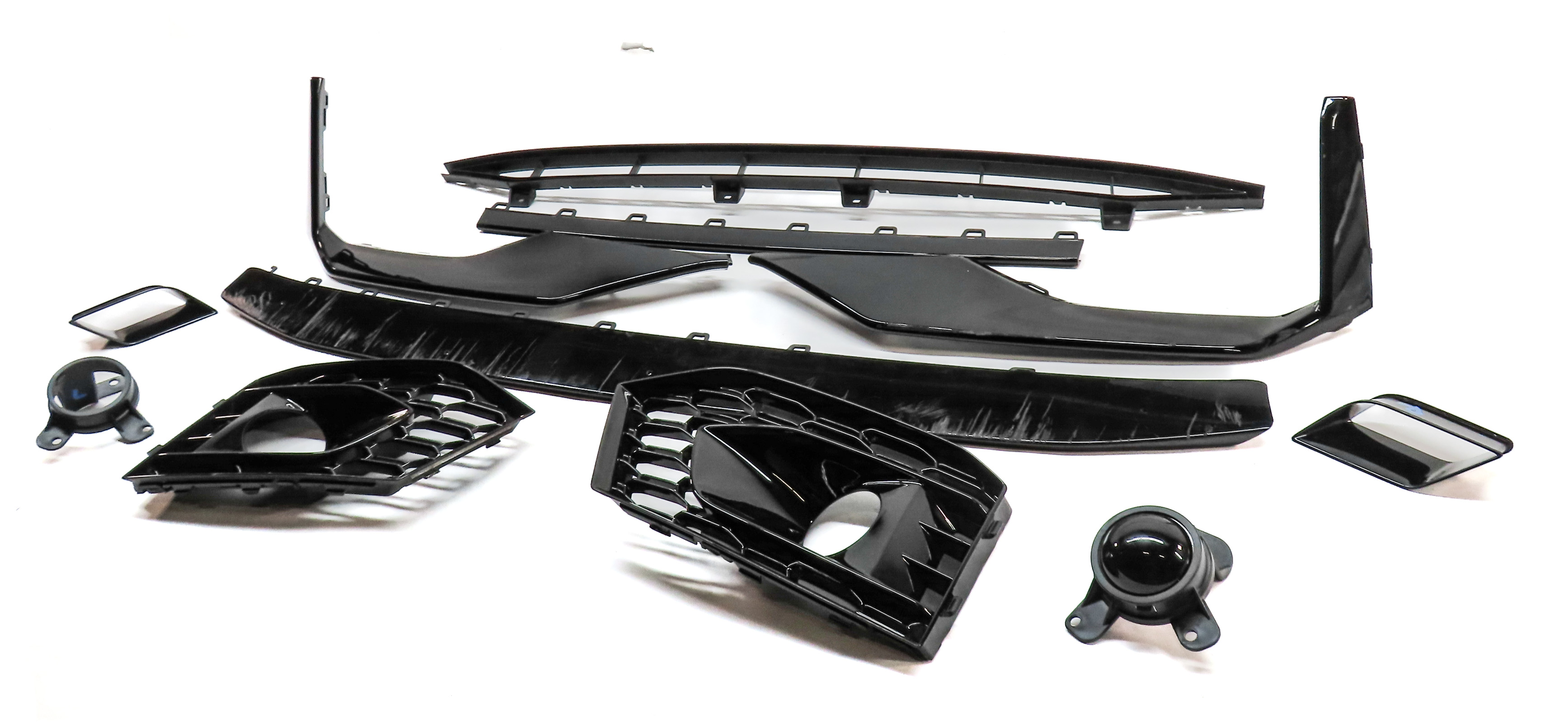 2019 AUDI S5 (B9) SPORTBACK AFTERMARKET FRONT BUMPER TRIM SET/11 (GLOSS BLACK) — exact item pictured